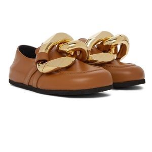 JW Anderson NEW Brown Gold Chunky Chain Loafers Size 40 with Box